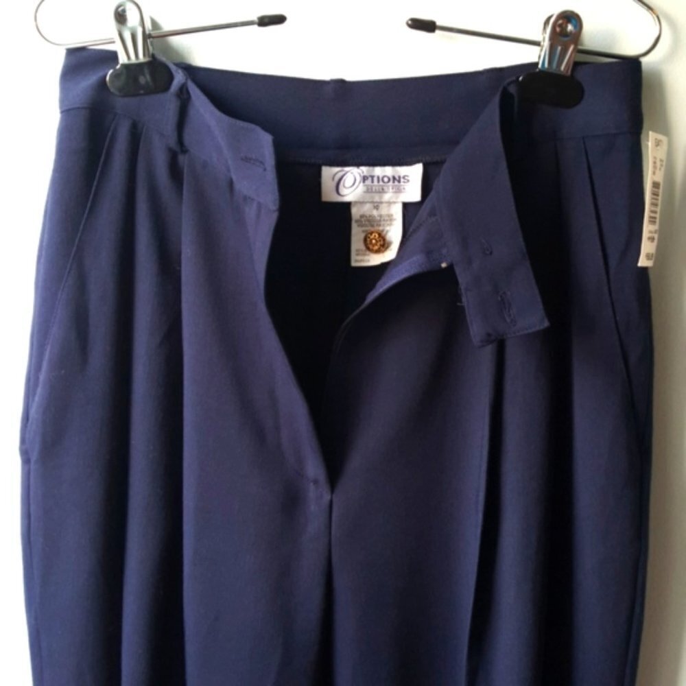 Della Spiga Italy VTG 80s Navy Blue Pleated Slacks (10) - Picture 5 of 15